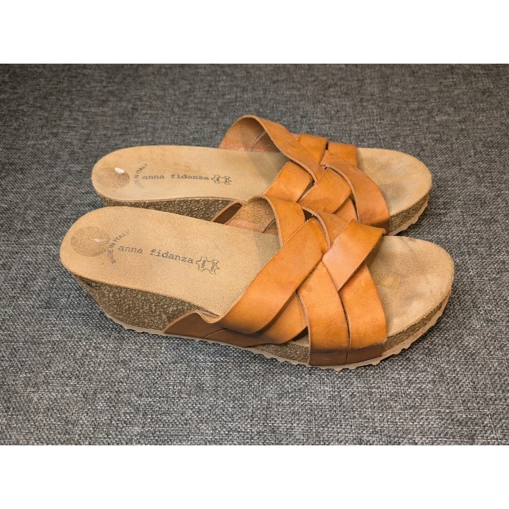 Anna Fidanza Womens Footbed Wedge Slip On Size 8.5-9 US Cork Comfort Leather